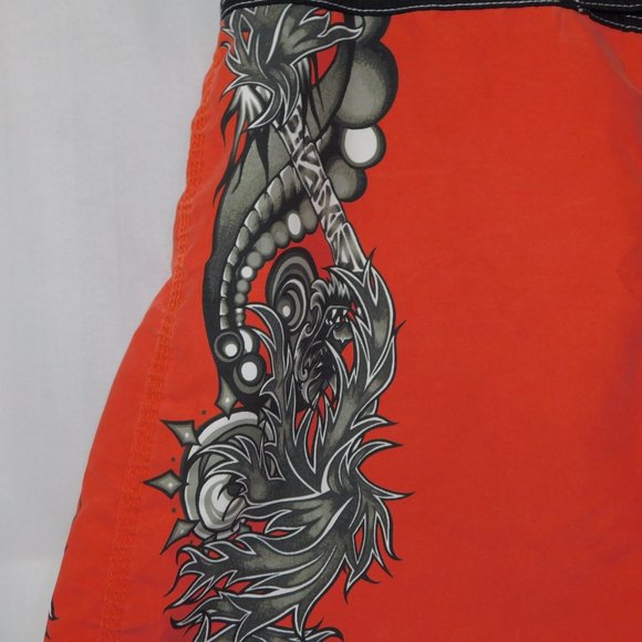 Quiksilver Mens 38 Unlined Orange Black Gray Board Shorts - Picture 6 of 9